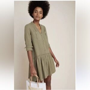 Maeve by Anthropology Size 0 olive button front dress